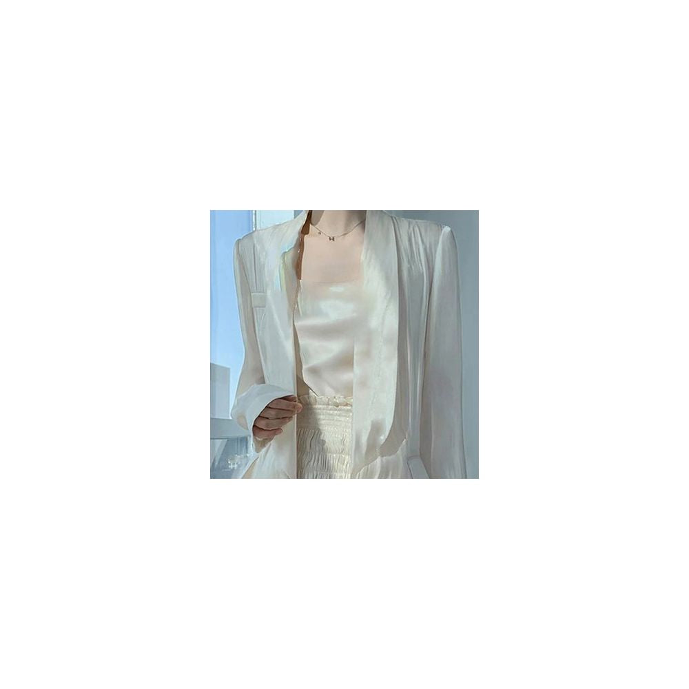 Light luxury autumn new style flowing light and colorful water and light sensation goddess three piece set green fruit collar suit high waist wide leg pants skirt pants image 26