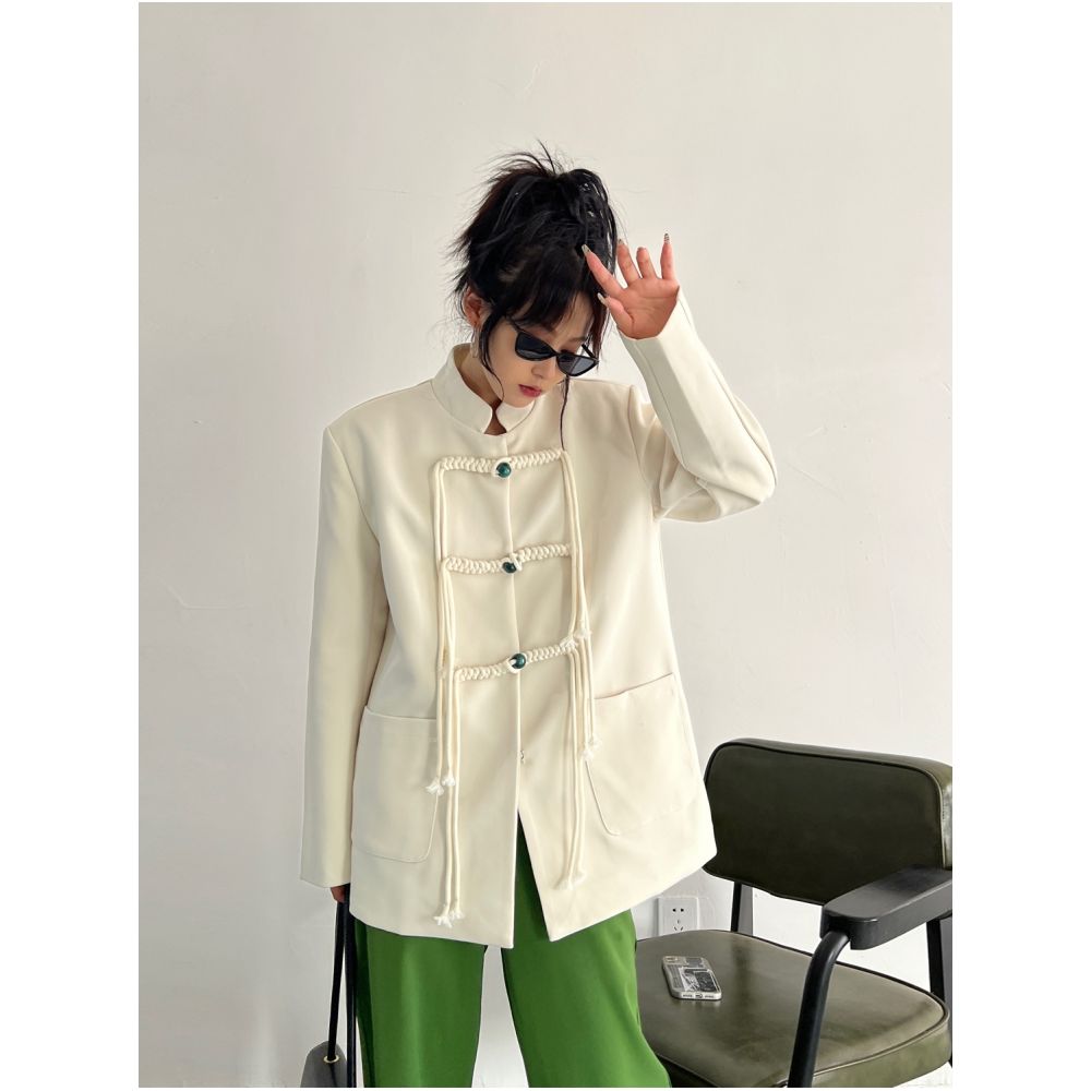 2025 Spring and Autumn New High end Design Explosive Street Button Western Suit Top Improved Chinese Women s Zhongshan Coat Coat image 2