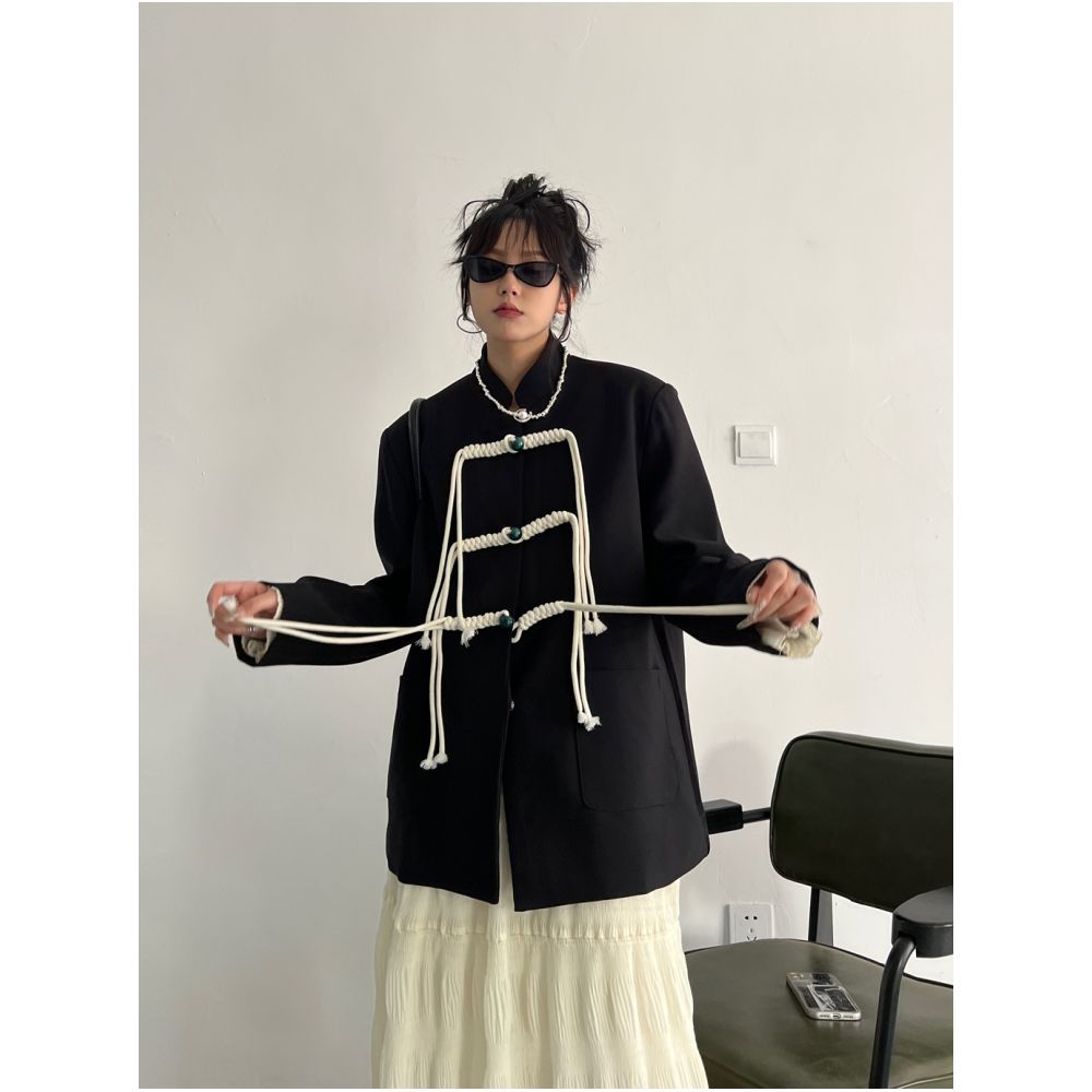 2025 Spring and Autumn New High end Design Explosive Street Button Western Suit Top Improved Chinese Women s Zhongshan Coat Coat image 3