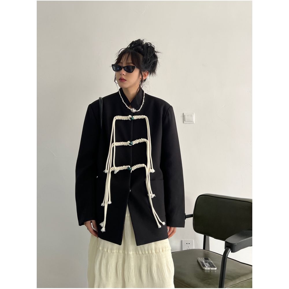 2025 Spring and Autumn New High end Design Explosive Street Button Western Suit Top Improved Chinese Women s Zhongshan Coat Coat image 5