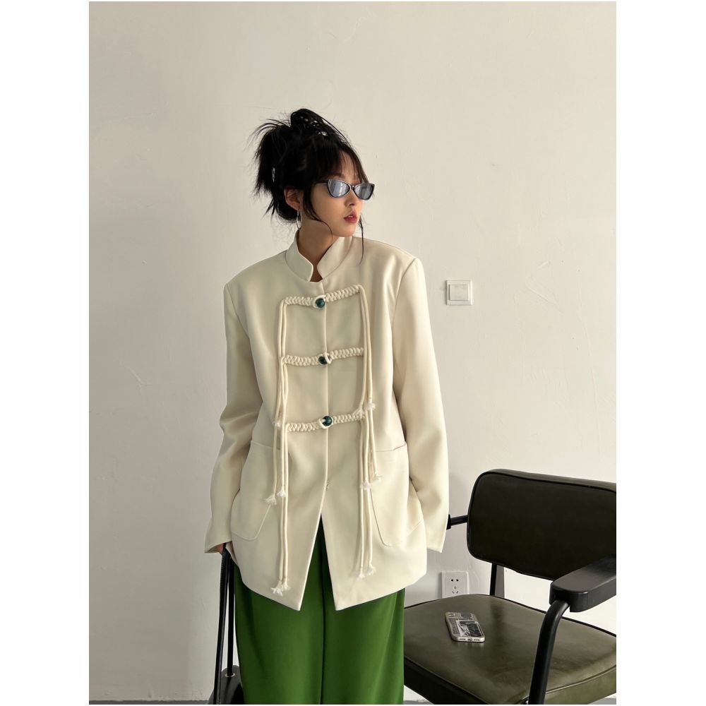 2025 Spring and Autumn New High end Design Explosive Street Button Western Suit Top Improved Chinese Women s Zhongshan Coat Coat image 10