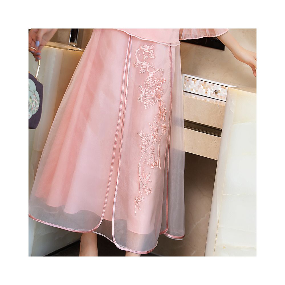 Cheongsam young Tang suit two piece set Hanfu women s Chinese style summer retro top Zen tea suit fairy atmosphere image 28