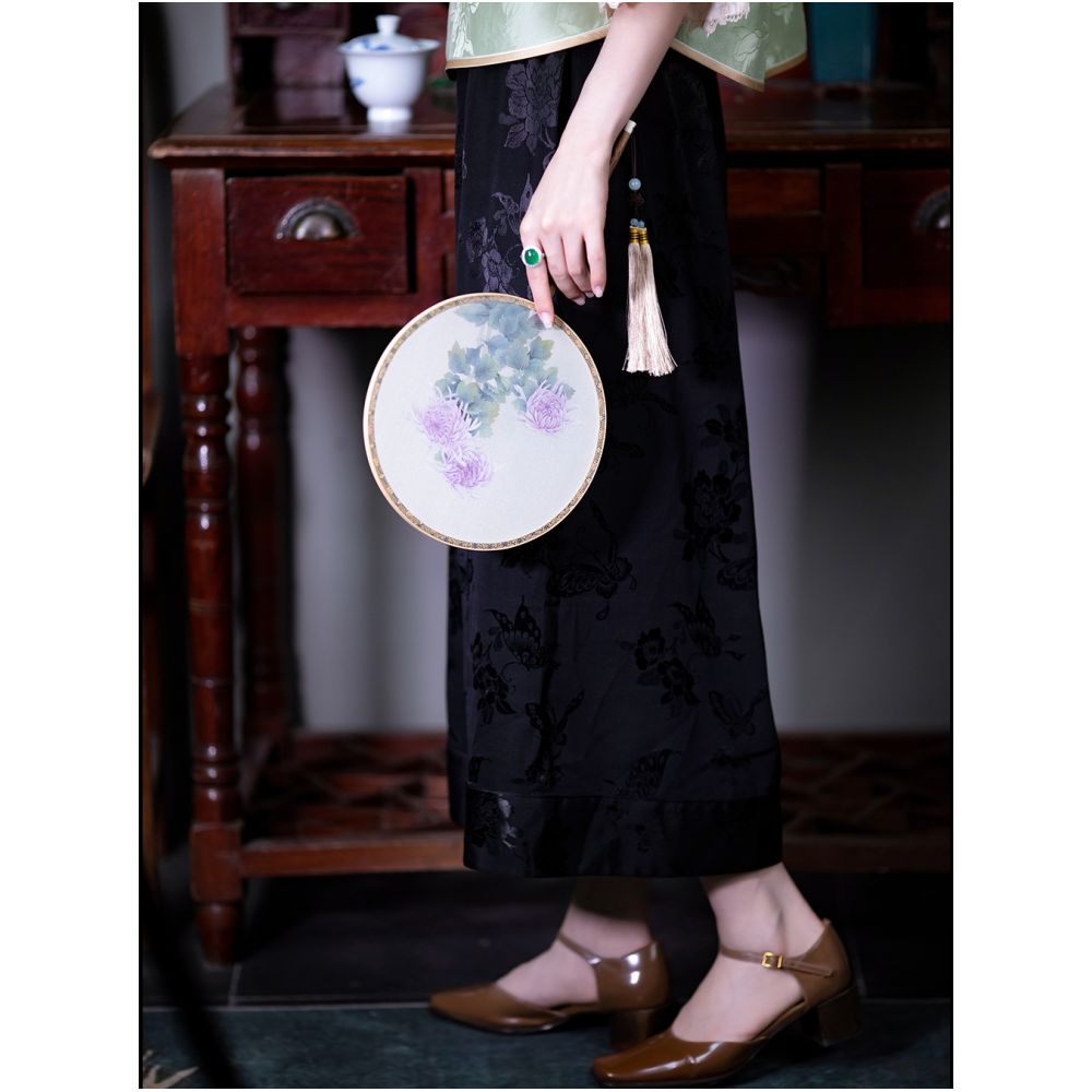 Ink Butterfly One City Style Plush Spring and Autumn Chinese Retro Jacquard Satin Wide Leg Pants Casual Versatile Loose Straight Tube image 3