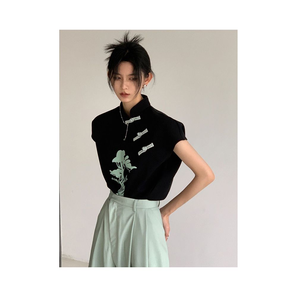 New Chinese style fashionable women s clothing set for spring and summer 2024 New Chinese style button up shirt with temperament and pants two piece set image 13