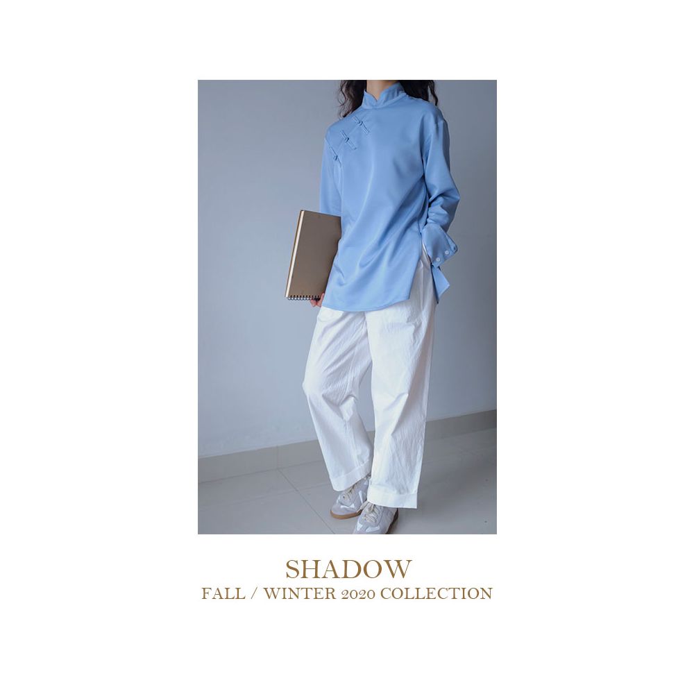 Yuyin SHADOW 2020 Autumn Winter Chinese Simple Thin Plate Button Embroidered Long Sleeve Shirt image 15
