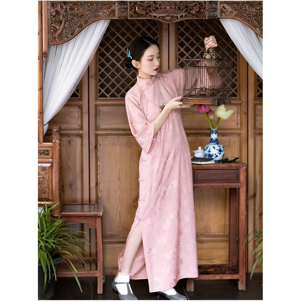 Mirror Flower Yao Spring and Summer Chinese Republican Style Student Youth Style Girl Daily Loose Inverted Big Sleeve Cheongsam Ancient Method image 0