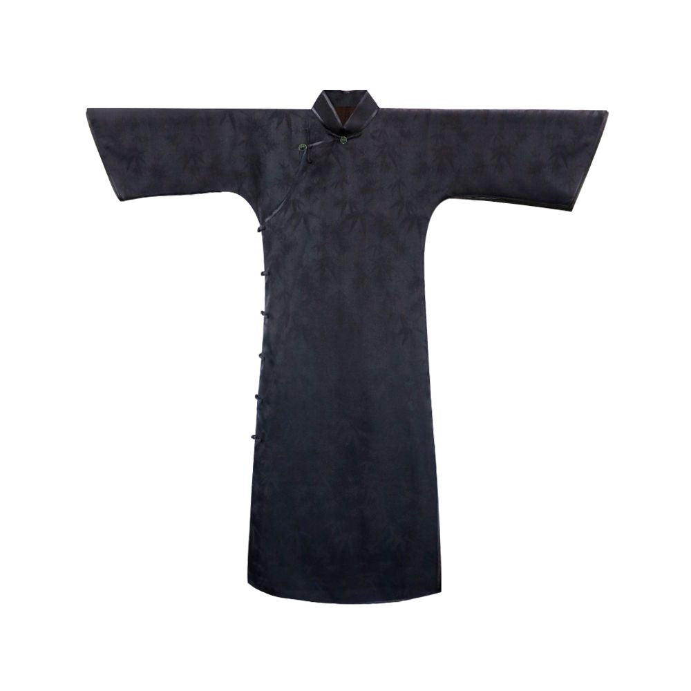 Inverted large sleeve cheongsam for young girls 2025 new style fragrant cloud gauze black one piece ancient style full open front cheongsam image 5