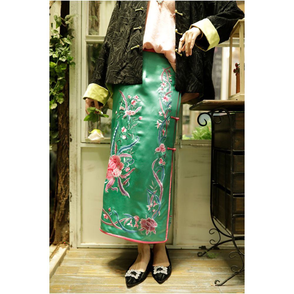 Town Store Baby JCL922 Heavy Industry Embroidery Color Contrasting Young New Chinese Half body Bag Hip Skirt for Four Seasons Women in Spring Summer Autumn Winter image 1