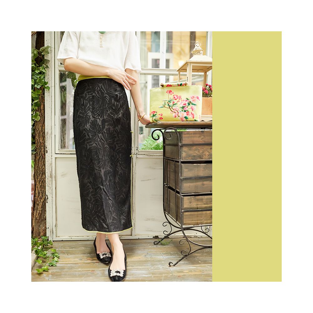 Good reputation PCY999 premium copper ammonia silk embroidered Chinese retro slimming full embroidery Changchun autumn half skirt for all seasons image 41