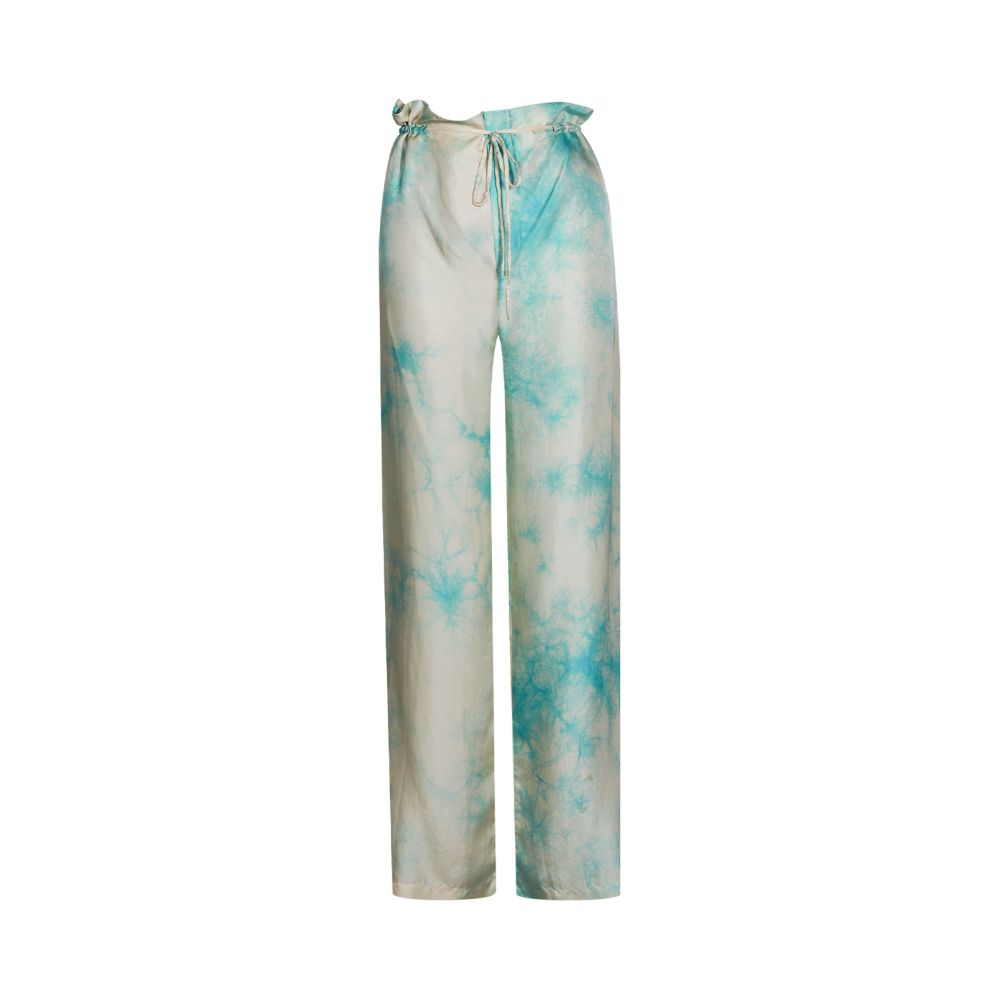 SAKINAWANG 2021SS Summer Original Design Silk Tie Dyeing Drawstring Split Casual Wide Leg Pants Long Pants image 17