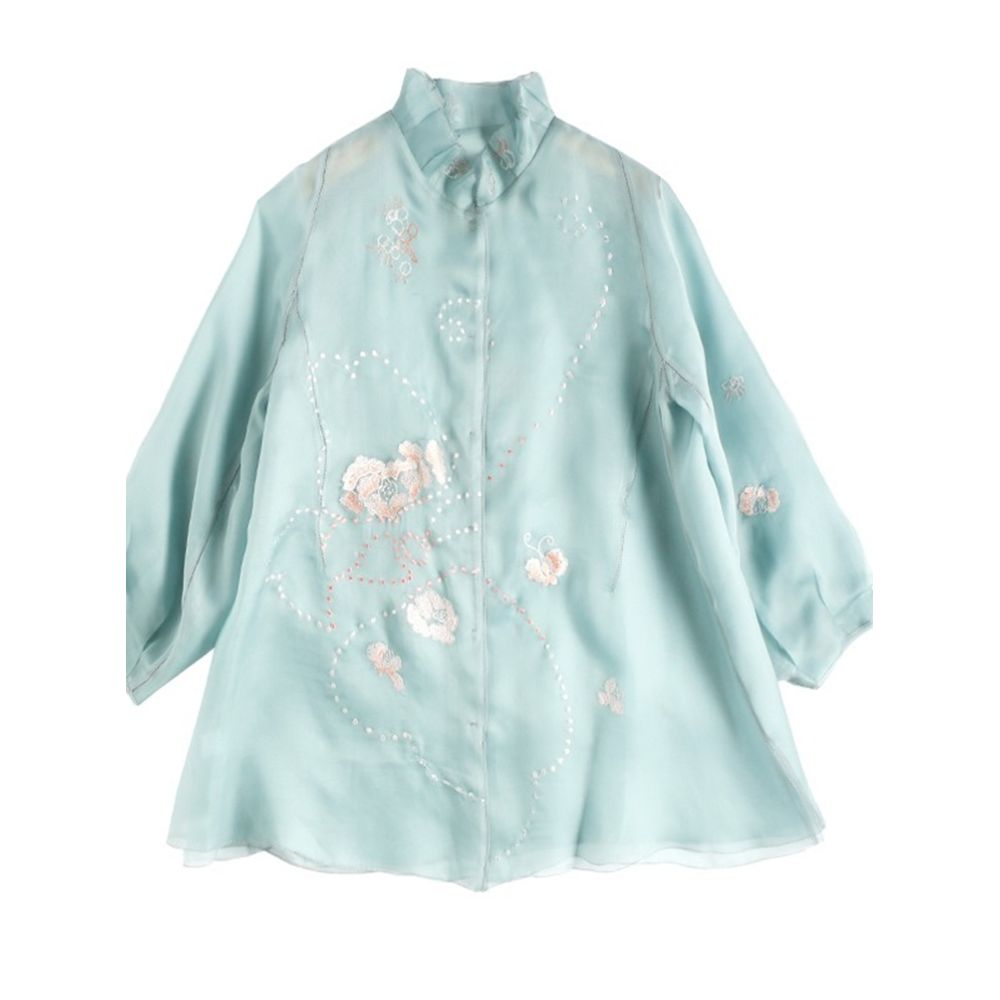 Town Store Baby JCL898 Silk Eugen Yarn Lantern Sleeves with Western Style New Chinese Retro Embroidery Anti Spring and Summer image 5