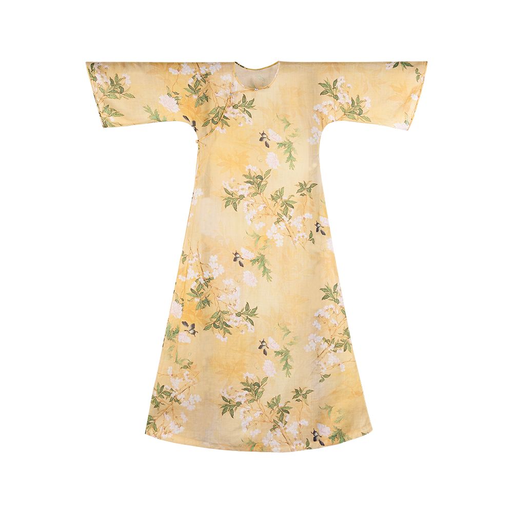 Spring shirt dyeing One city style fluff Chinese Republican style daily lazy and loose collarless cheongsam skirt with large inverted sleeves original image 11