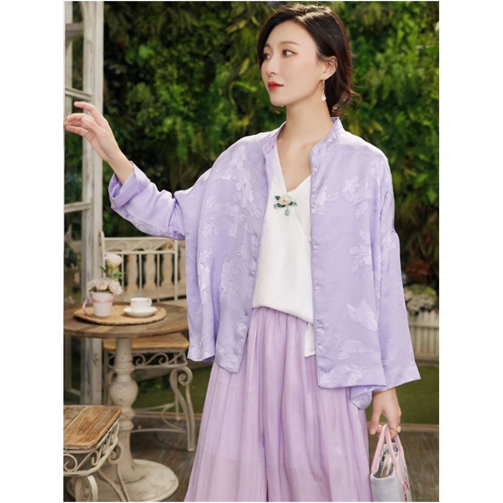 Shop treasure CPP955 fashionable Chinese silk flower Luo double breasted shower head jade button top spring and autumn jacket image 38