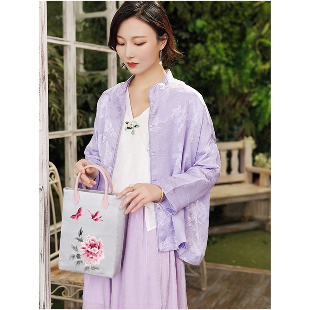 Shop treasure CPP955 fashionable Chinese silk flower Luo double breasted shower head jade button top spring and autumn jacket image 40