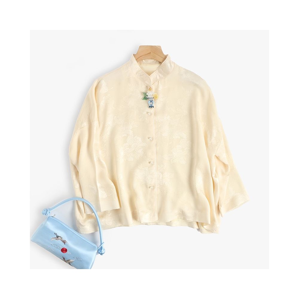 Shop treasure CPP955 fashionable Chinese silk flower Luo double breasted shower head jade button top spring and autumn jacket image 62