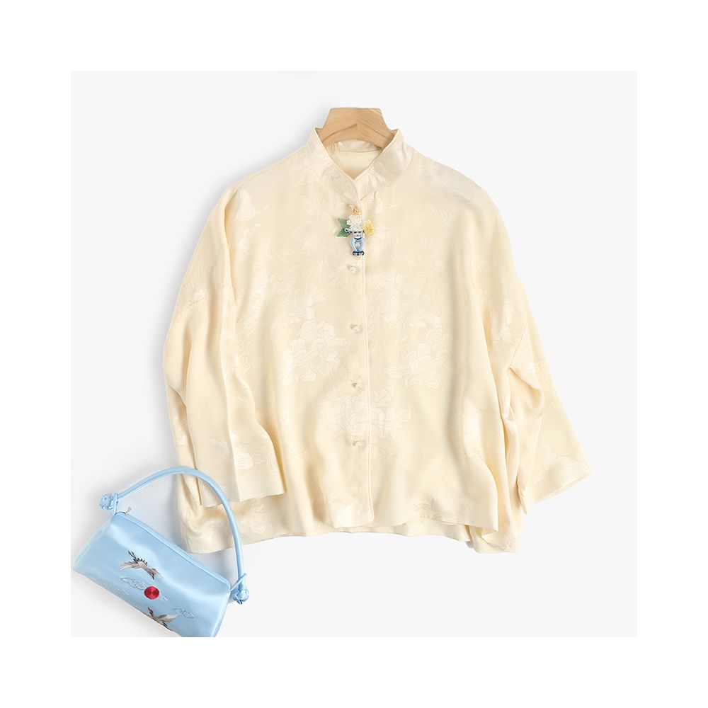 Shop treasure CPP955 fashionable Chinese silk flower Luo double breasted shower head jade button top spring and autumn jacket image 116