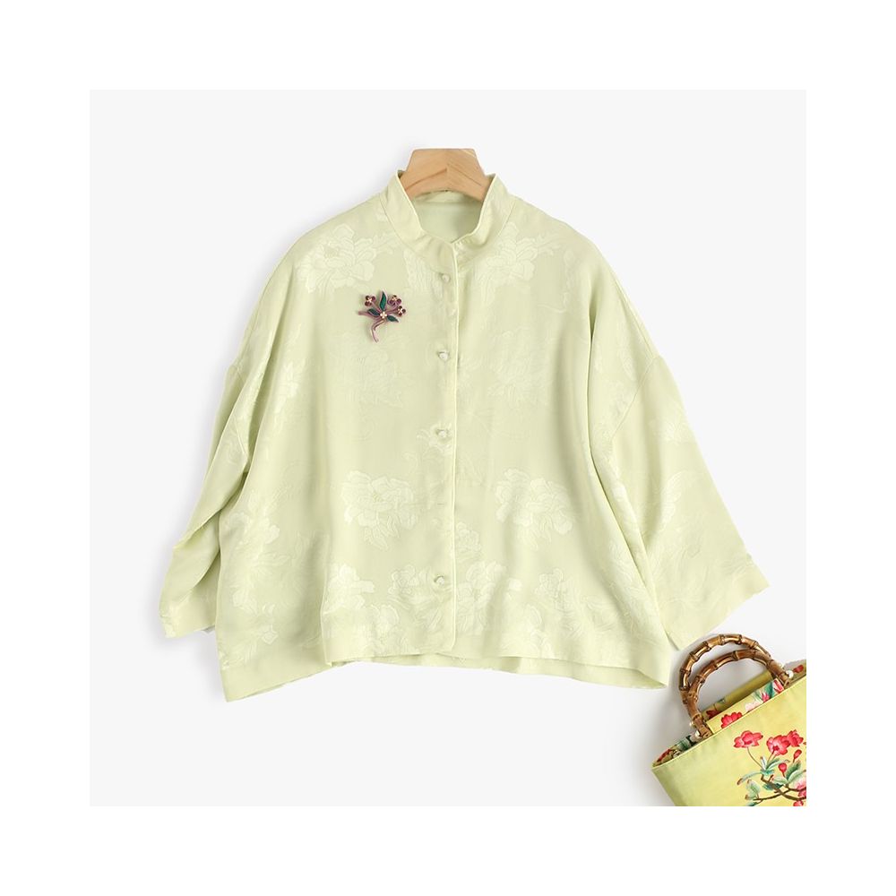 Shop treasure CPP955 fashionable Chinese silk flower Luo double breasted shower head jade button top spring and autumn jacket image 152