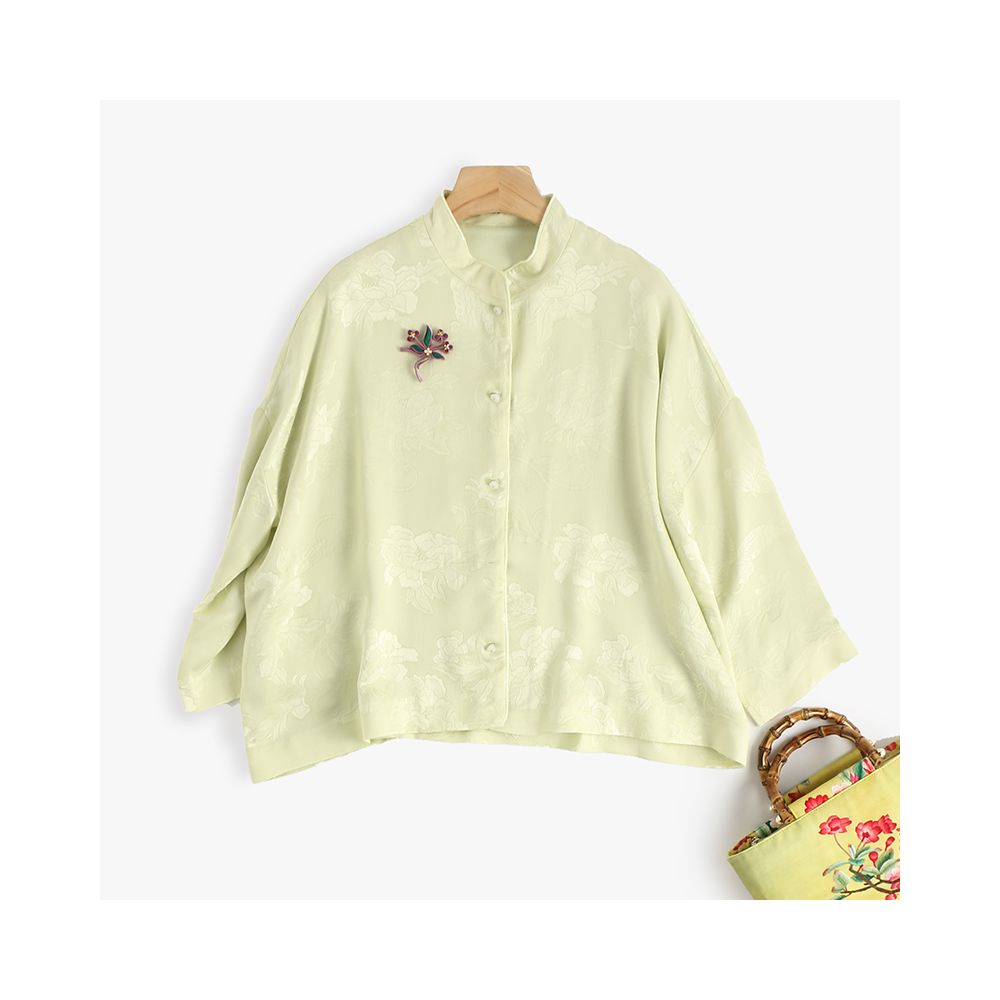 Shop treasure CPP955 fashionable Chinese silk flower Luo double breasted shower head jade button top spring and autumn jacket image 170