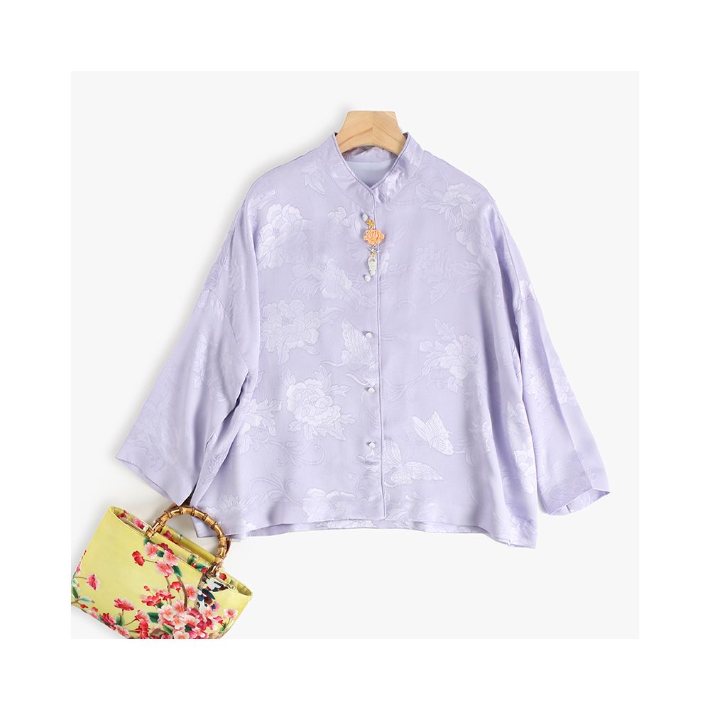 Shop treasure CPP955 fashionable Chinese silk flower Luo double breasted shower head jade button top spring and autumn jacket image 13