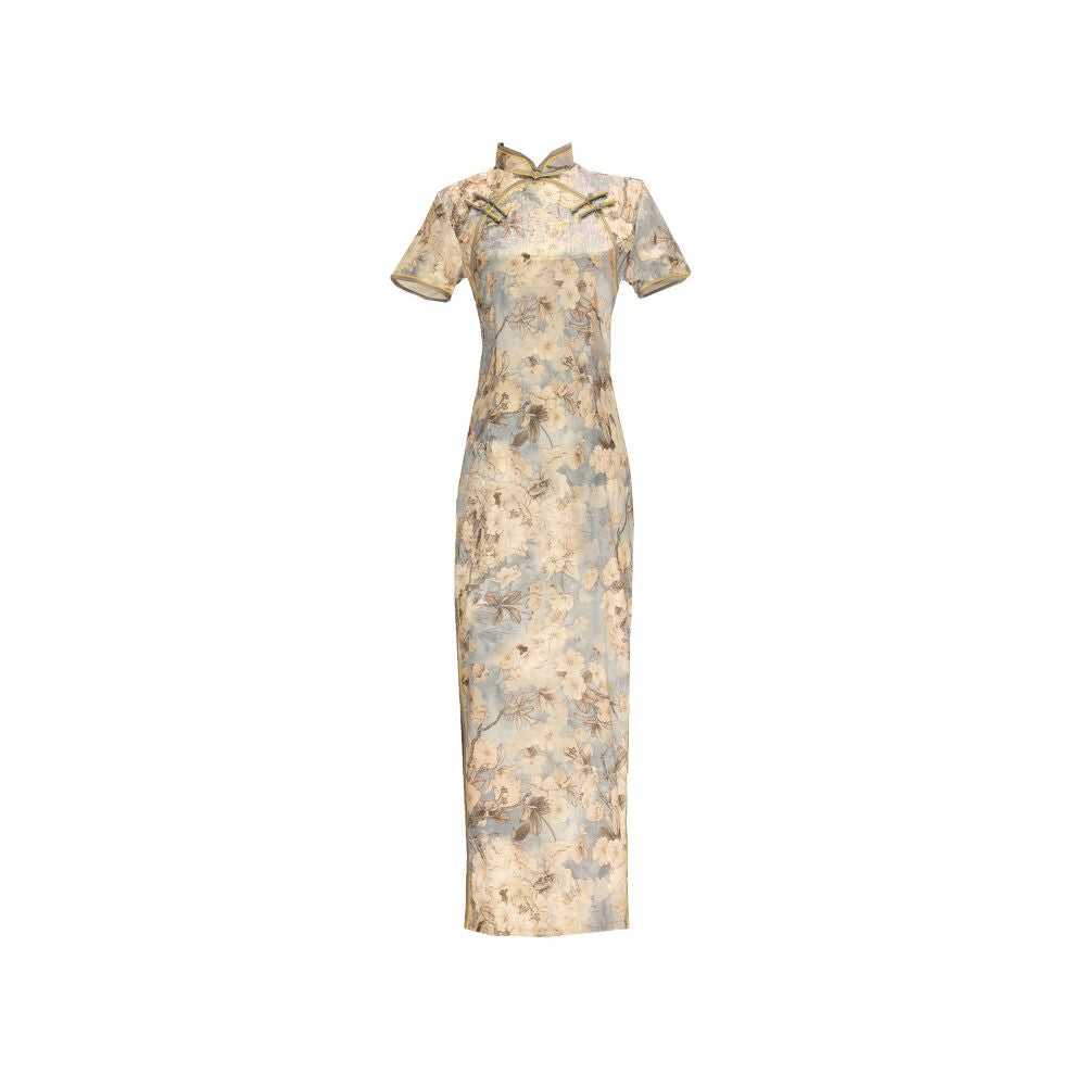 Improved old Shanghai qipao 2025 new retro Republican style young women s summer long style socialite temperament high end image 11