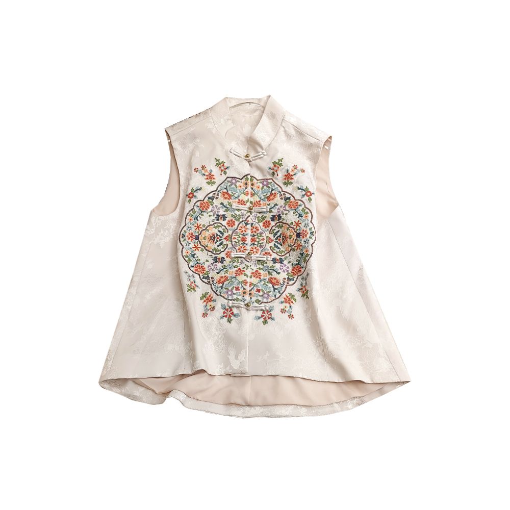 Retro Chinese style improved version cheongsam style vest women s summer new style Chinese style embroidered Tang style versatile vest top trend image 2