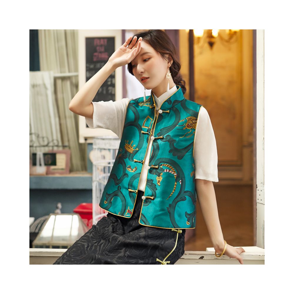 Town store baby JCL769 looks at butterfly entering orchid room stand up collar button sleeveless versatile vest top spring autumn winter image 1