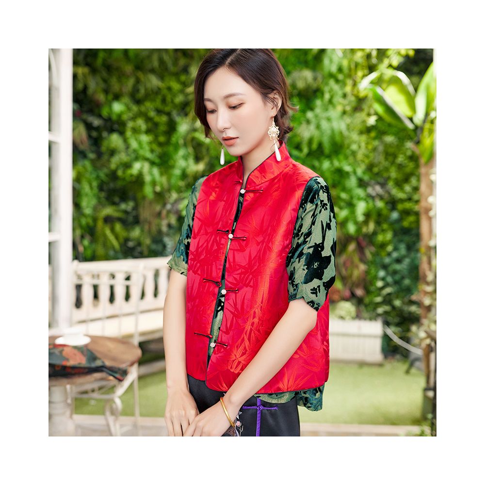 Town store baby JCL769 looks at butterfly entering orchid room stand up collar button sleeveless versatile vest top spring autumn winter image 108