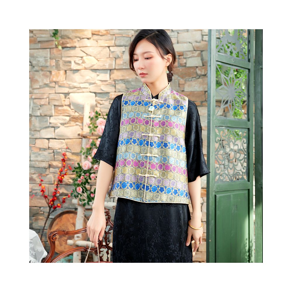 Town store baby JCL769 looks at butterfly entering orchid room stand up collar button sleeveless versatile vest top spring autumn winter image 168