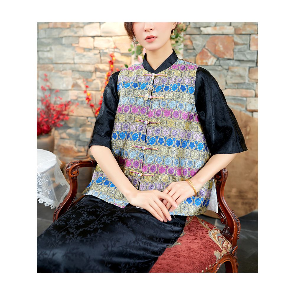 Town store baby JCL769 looks at butterfly entering orchid room stand up collar button sleeveless versatile vest top spring autumn winter image 211