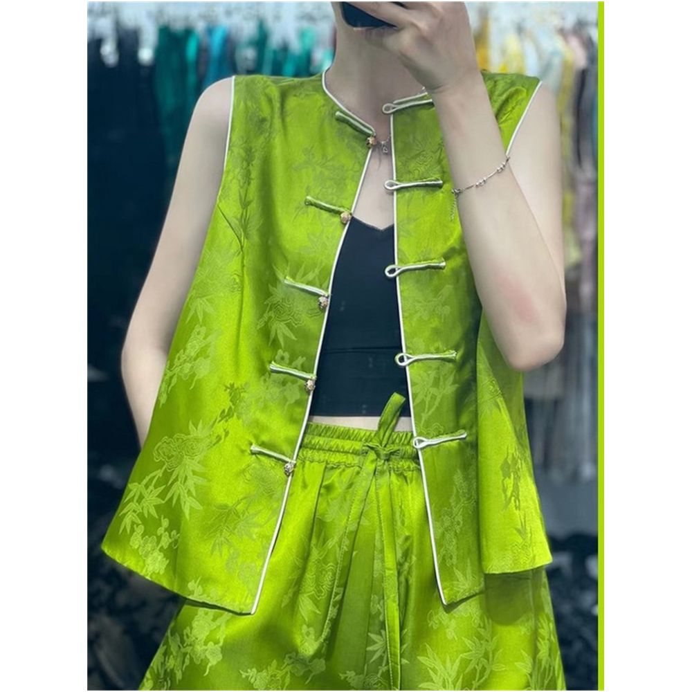 Town Store Baby PYJ025 New Chinese Retro Silk Fashionable Chinese Style Horse Clip Shoulder Spring and Summer Four Seasons image 0