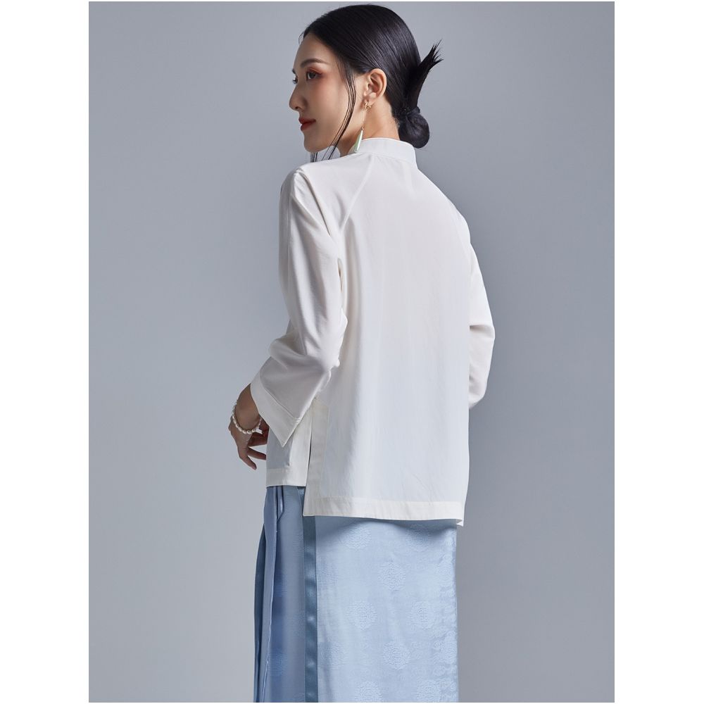 Moyu 2024 Summer New Chinese Style Retro Embroidered Improved Cheongsam Hanfu Modern Chinese Top Shirt Women image 5