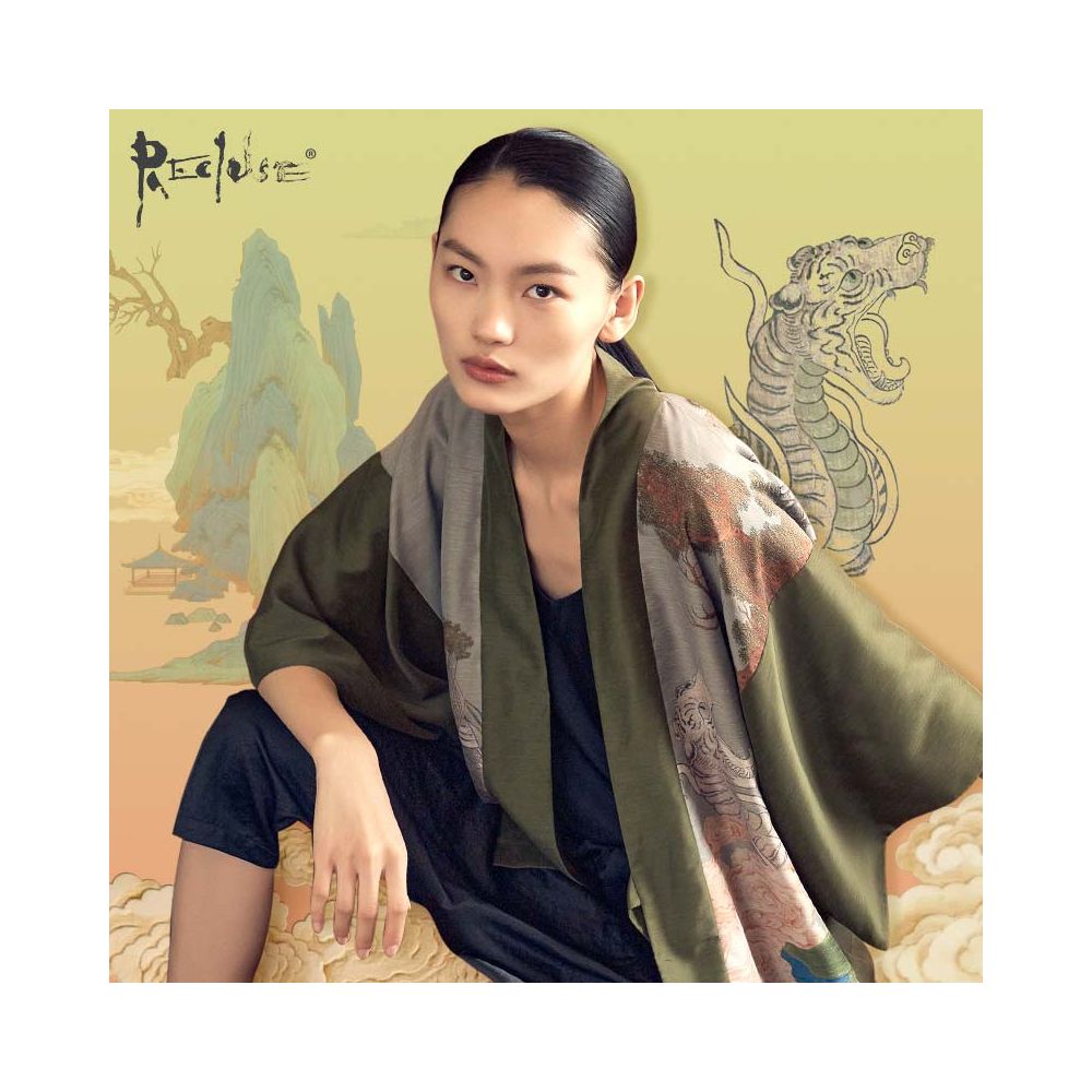 RECLUSE Mangyuan Chinese style retro printed patchwork contrasting design Zen clothing improved Tang style Hanfu top for women image 6