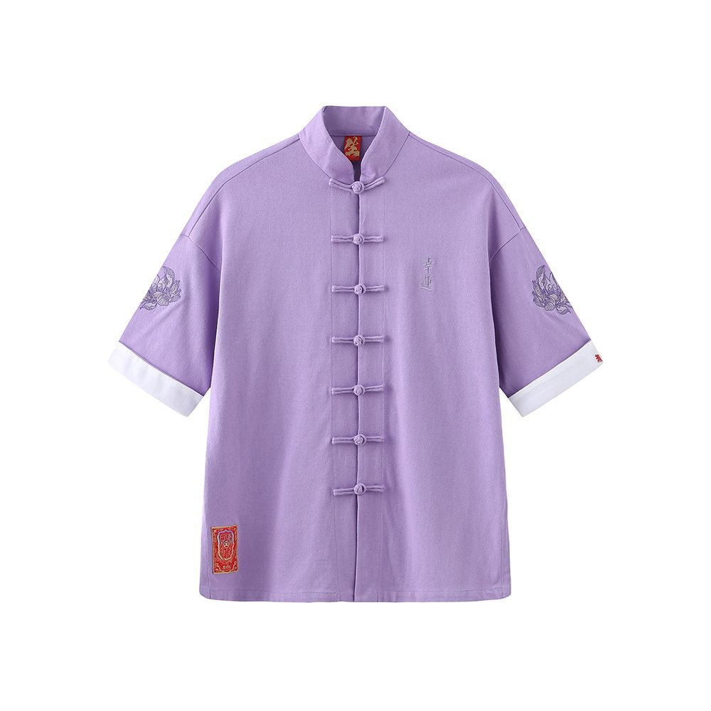 Bihai Chaosheng s new all creatures look extraordinary and original Chinese style China Chic loose button short sleeved t shirt Tang suit men and women image 16