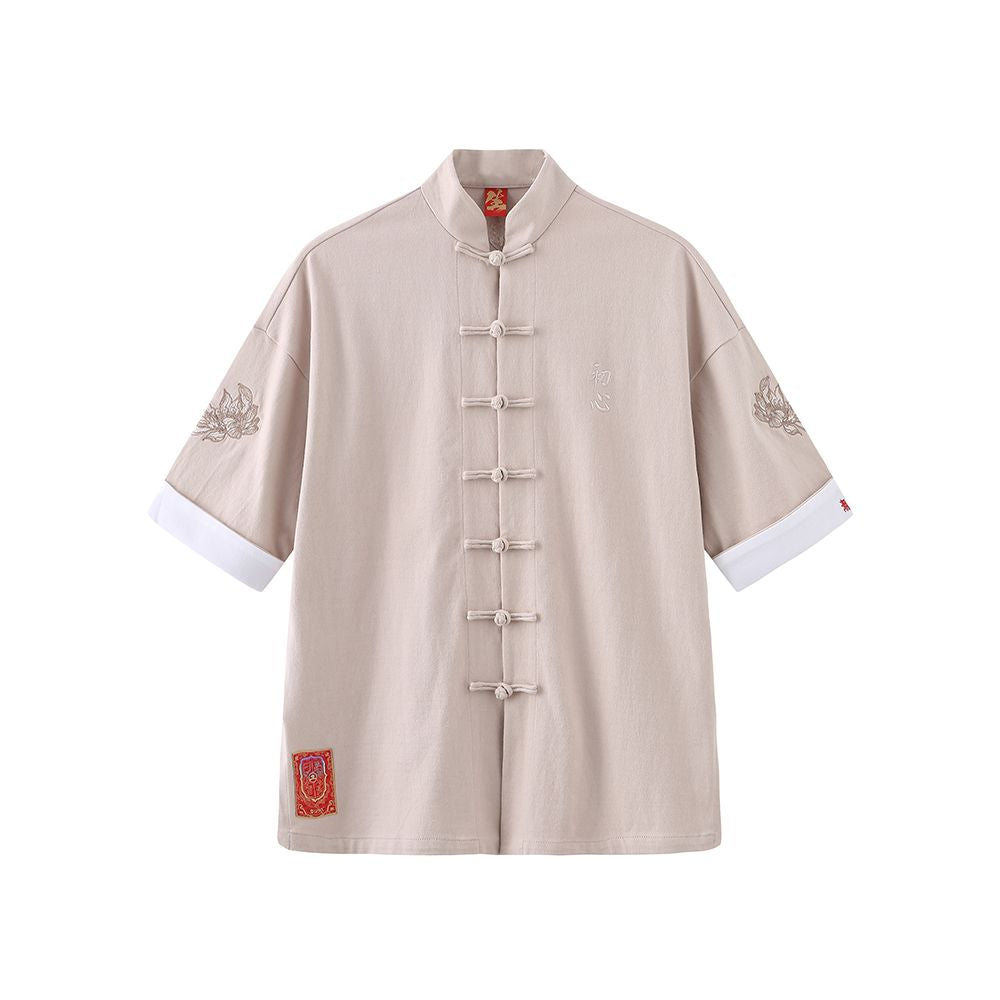 Asaya66 - Bihai Chaosheng s new all creatures look extraordinary and original Chinese style China Chic loose button short sleeved t shirt Tang suit men and women