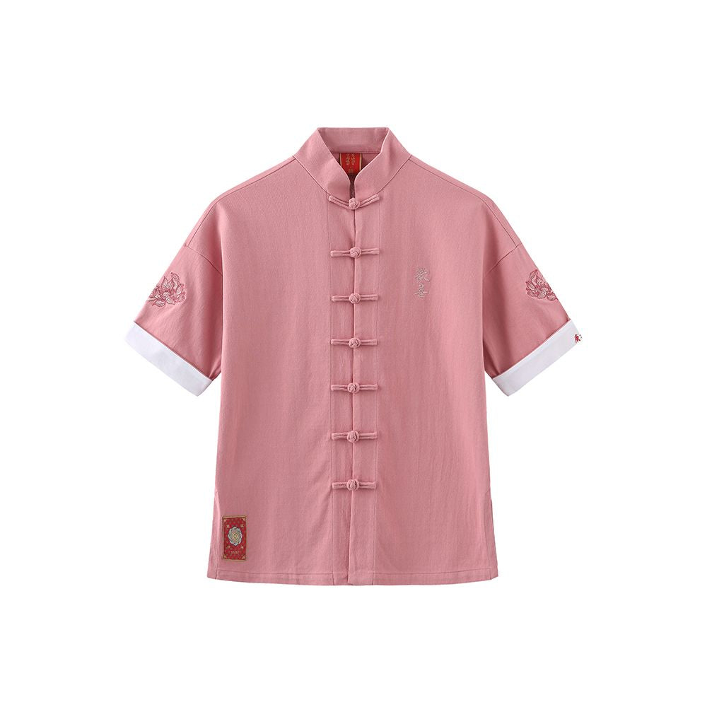 Asaya66 - Bihai Chaosheng s new all creatures look extraordinary and original Chinese style China Chic loose button short sleeved t shirt Tang suit men and women