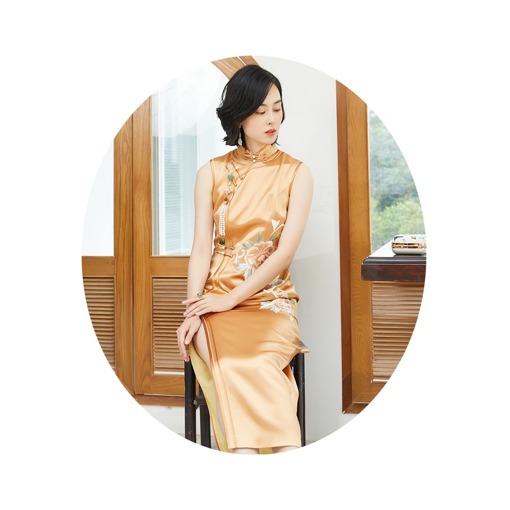 Limited time loss clear AO060 In the Mood for Love Slim waist embroidery front slit double hem sleeveless embroidered cheongsam image 45