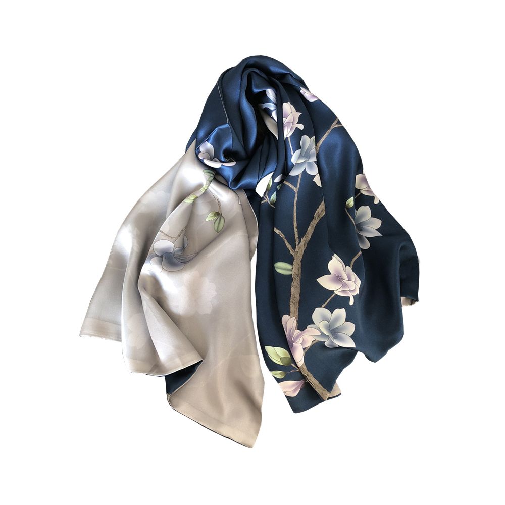 High end mother s silk scarf with buckle women s versatile long style mulberry silk scarf Hangzhou silk shawl dual use for spring and autumn image 5