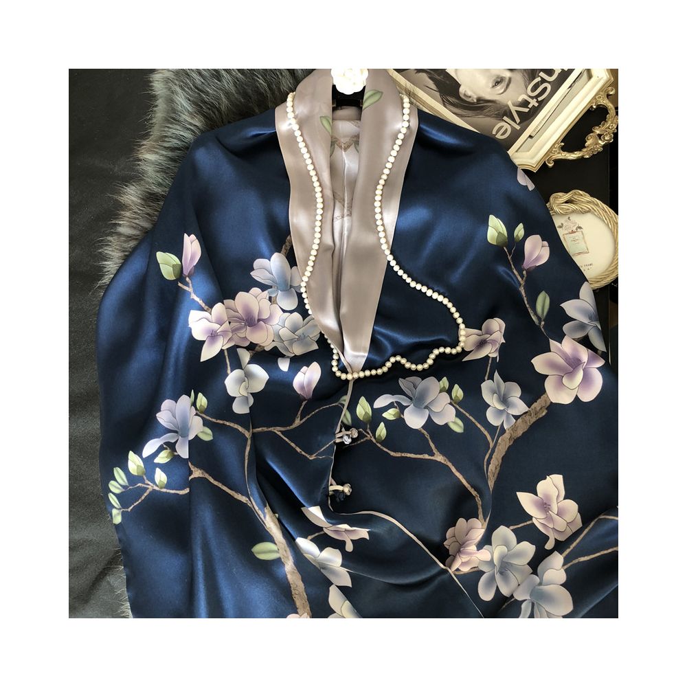High end mother s silk scarf with buckle women s versatile long style mulberry silk scarf Hangzhou silk shawl dual use for spring and autumn image 0