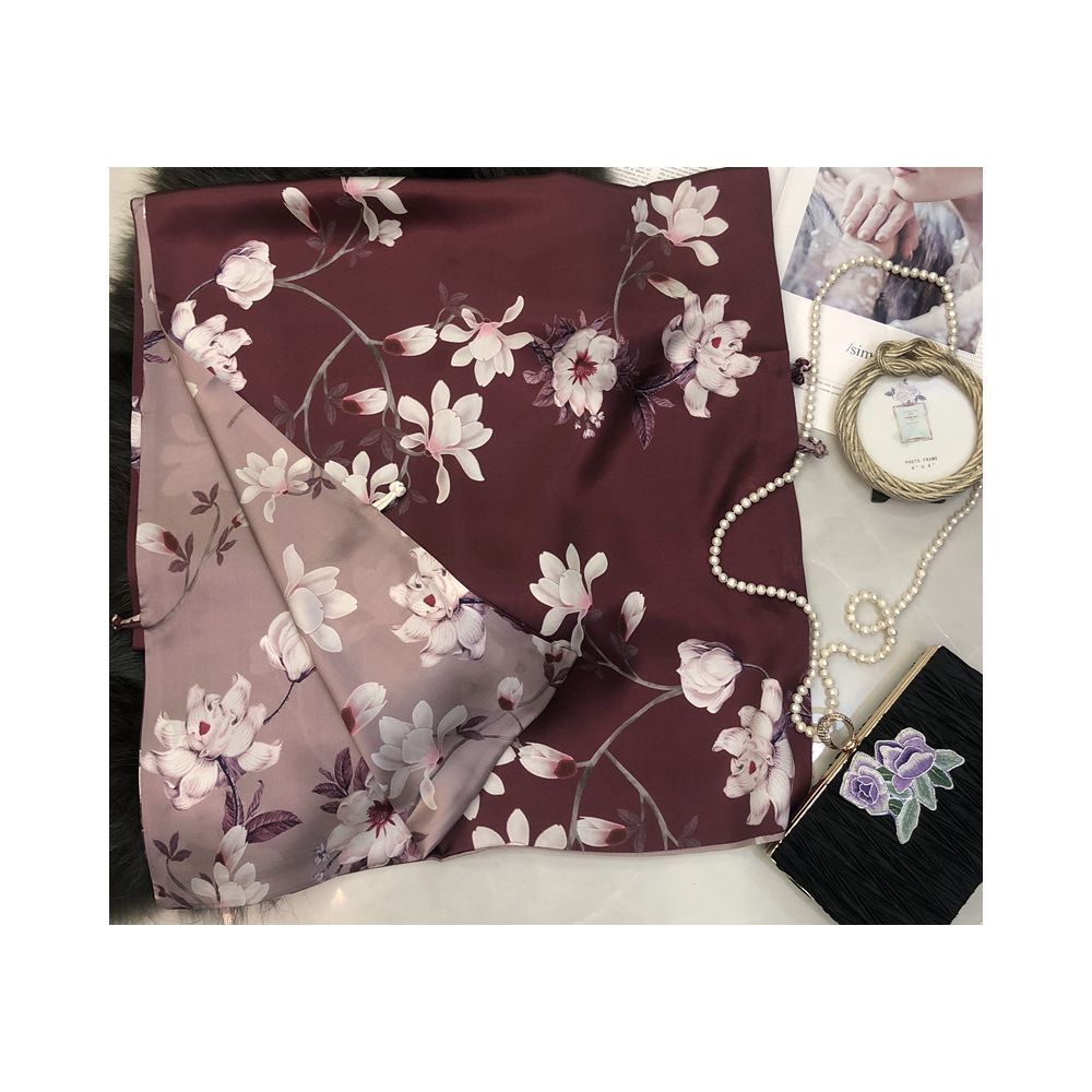 High end mother s silk scarf with buckle women s versatile long style mulberry silk scarf Hangzhou silk shawl dual use for spring and autumn image 8