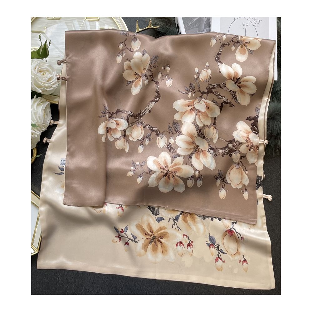 High end mother s silk scarf with buckle women s versatile long style mulberry silk scarf Hangzhou silk shawl dual use for spring and autumn image 15