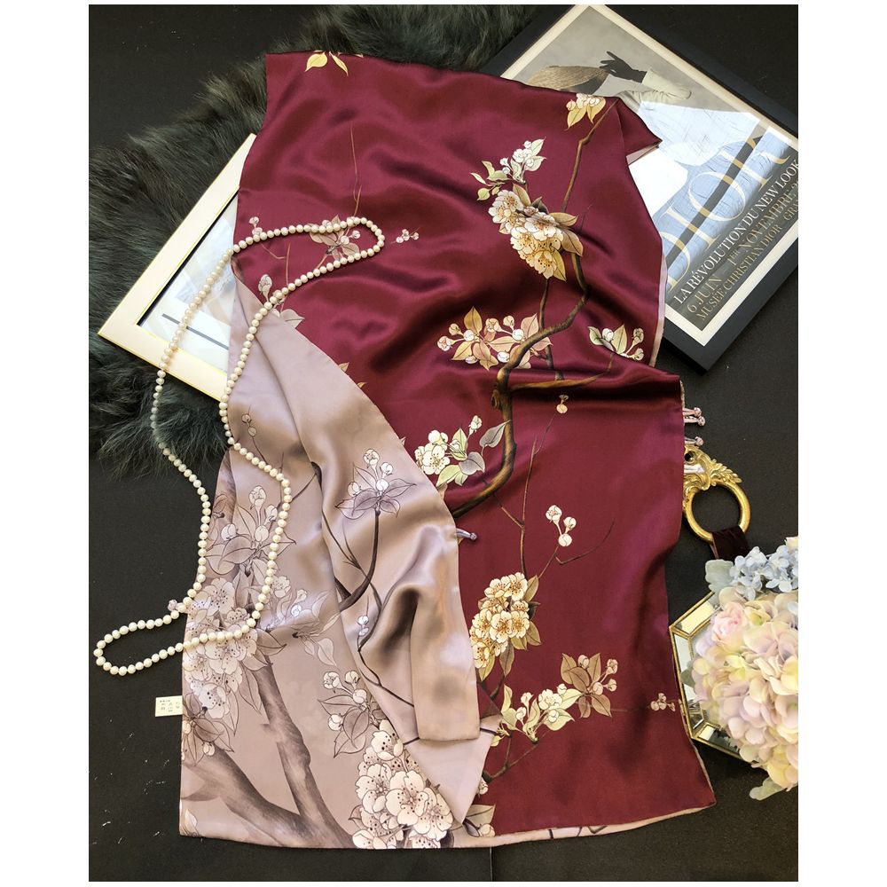 Asaya41 - High end mother s silk scarf with buckle women s versatile long style mulberry silk scarf Hangzhou silk shawl dual use for spring and autumn