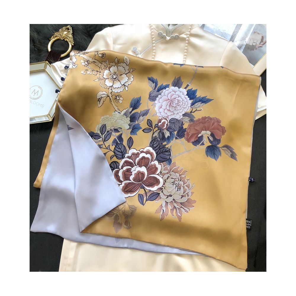 High end mother s silk scarf with buckle women s versatile long style mulberry silk scarf Hangzhou silk shawl dual use for spring and autumn image 27