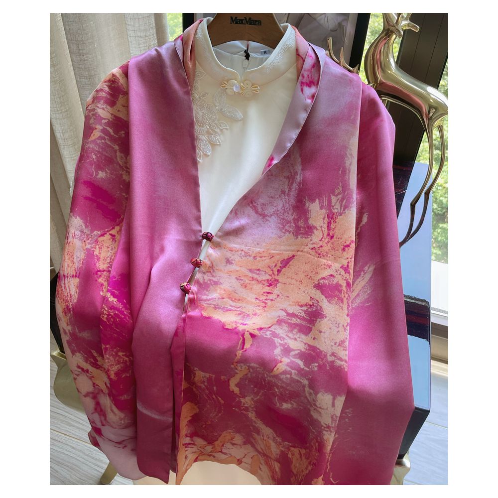 Asaya41 - High end mother s silk scarf with buckle women s versatile long style mulberry silk scarf Hangzhou silk shawl dual use for spring and autumn