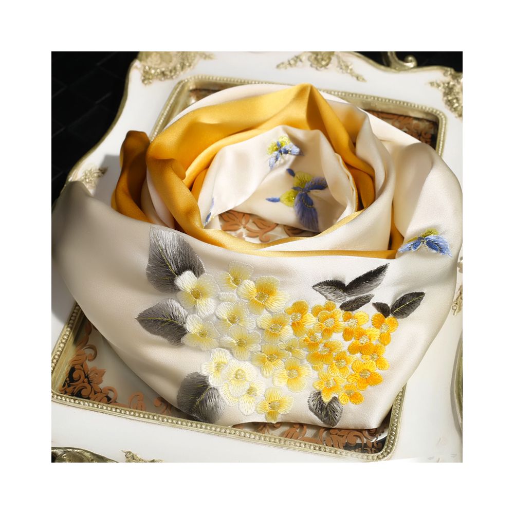 Silk scarf for women in spring and autumn embroidered with Suzhou draped with mulberry silk high end gift for mothers embroidered with Suzhou green silk scarf image 9
