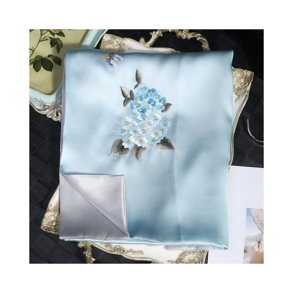 Silk scarf for women in spring and autumn embroidered with Suzhou draped with mulberry silk high end gift for mothers embroidered with Suzhou green silk scarf image 14