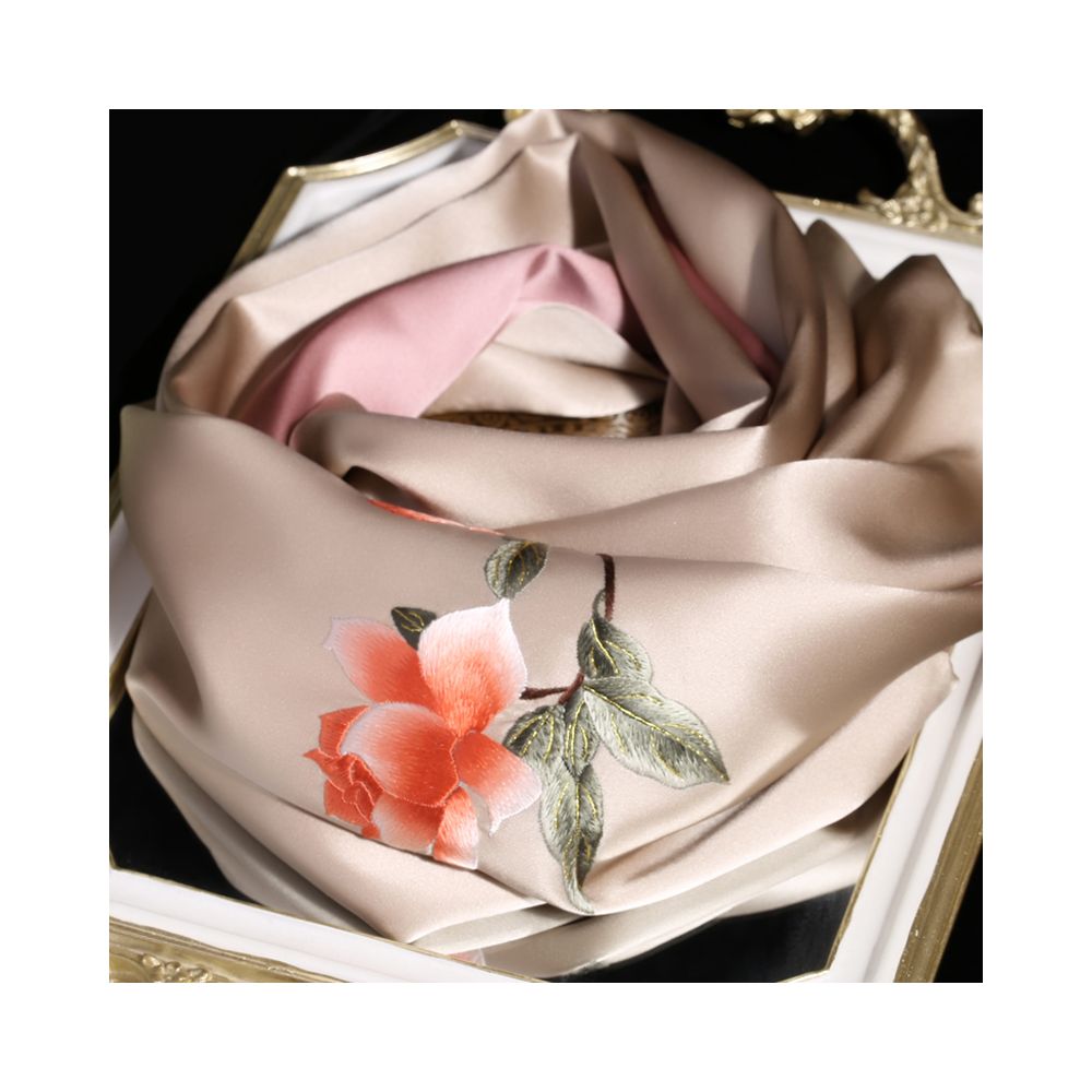Silk scarf for women in spring and autumn embroidered with Suzhou draped with mulberry silk high end gift for mothers embroidered with Suzhou green silk scarf image 19