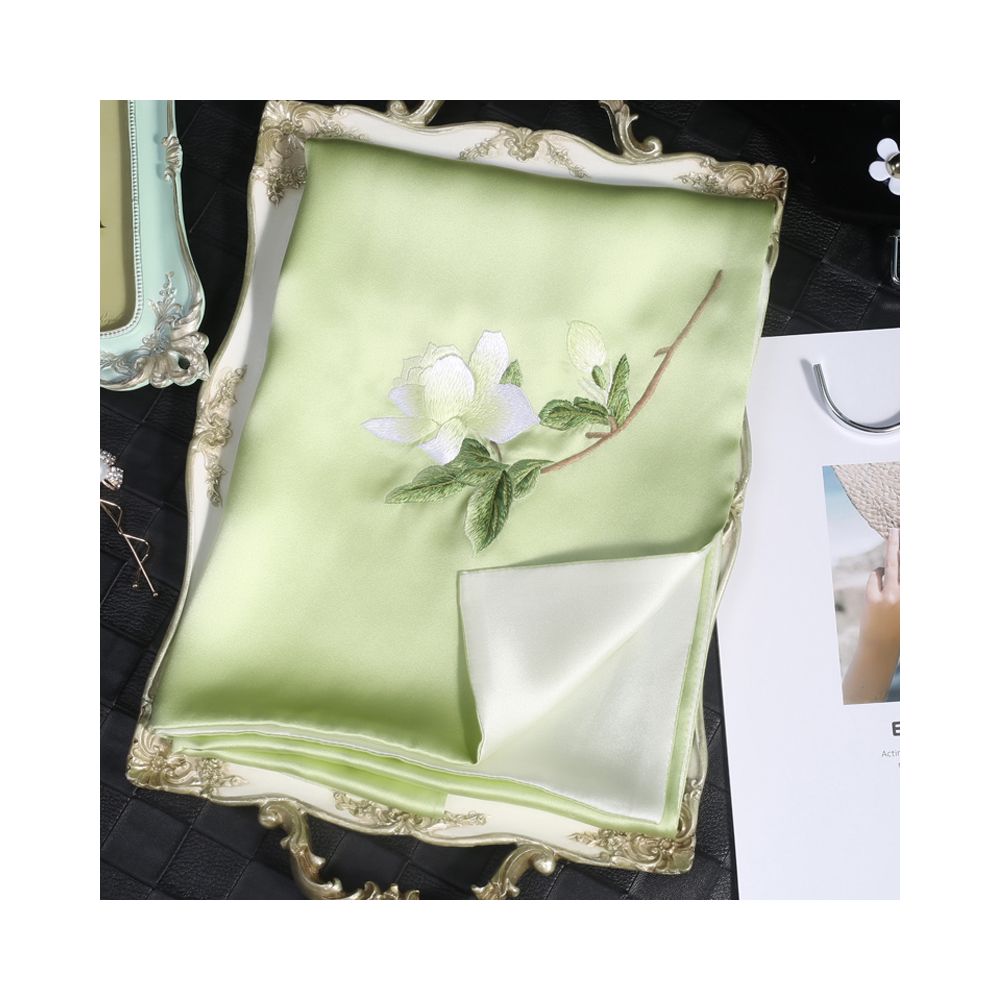 Silk scarf for women in spring and autumn embroidered with Suzhou draped with mulberry silk high end gift for mothers embroidered with Suzhou green silk scarf image 24