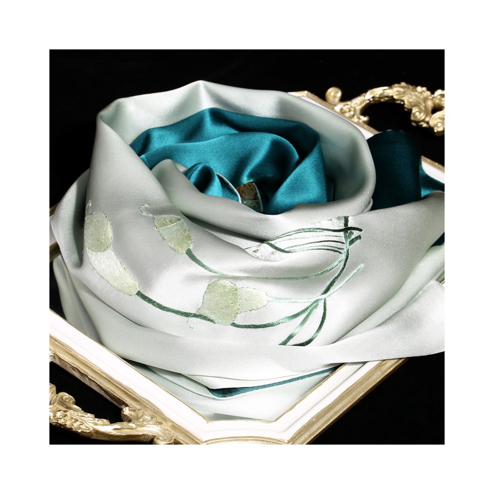 Silk scarf for women in spring and autumn embroidered with Suzhou draped with mulberry silk high end gift for mothers embroidered with Suzhou green silk scarf image 27