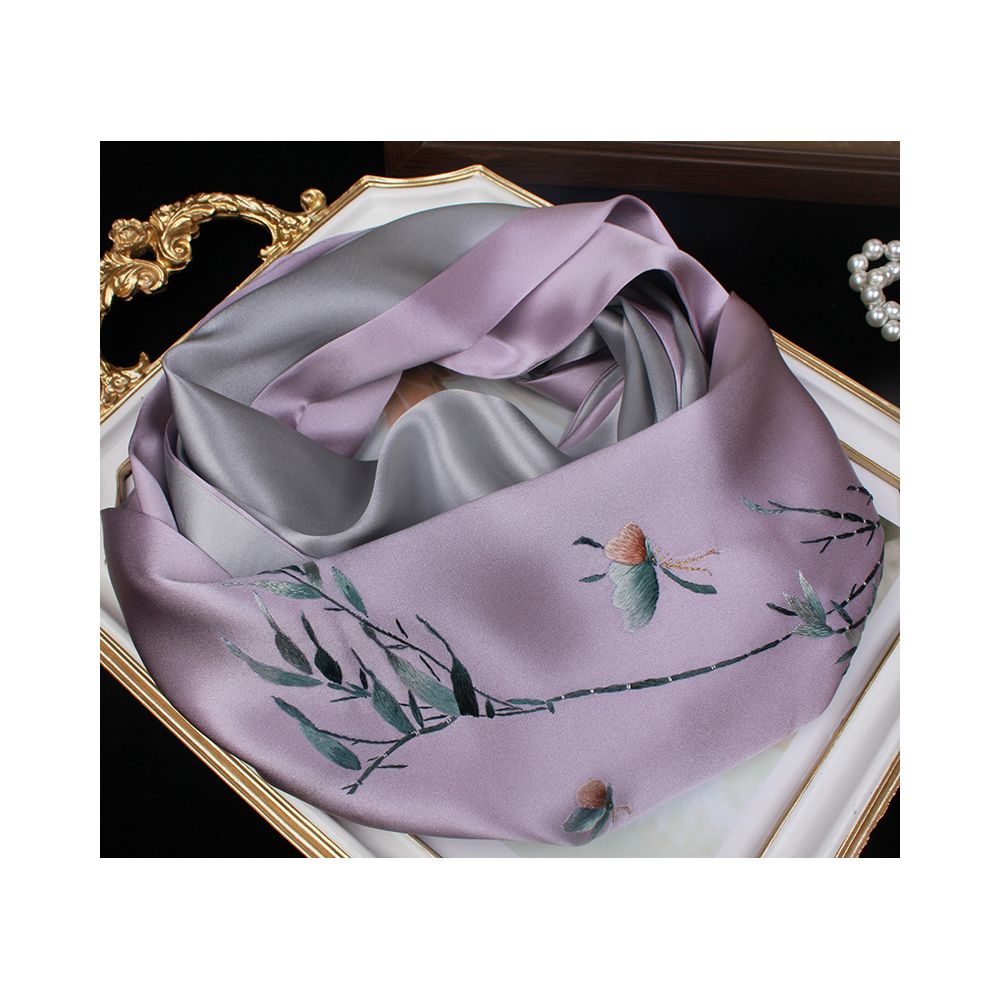 Embroidered mulberry silk long scarf middle aged men and women s silk scarf embroidered Suzhou silk Suzhou embroidery special souvenir image 16