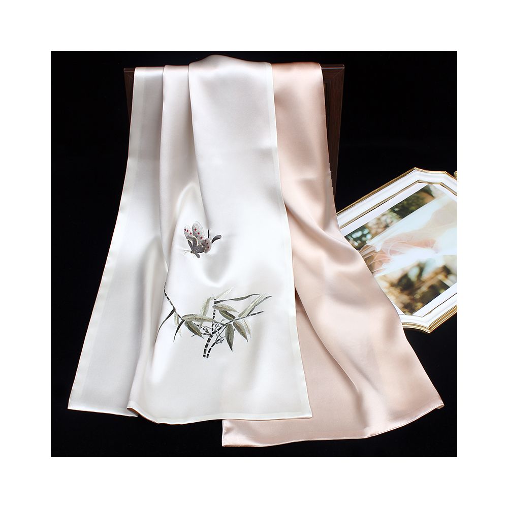 Asaya39 - Embroidered mulberry silk long scarf middle aged men and women s silk scarf embroidered Suzhou silk Suzhou embroidery special souvenir